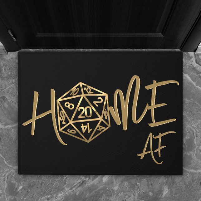 RPG Home AF | Gold Retro Tabletop Role Player Dice Doormat (Creator Uploaded)