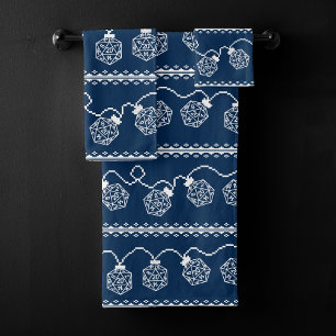 RPG Lights Blue   Fantasy Tabletop Gamer Dice Bath Towel Set