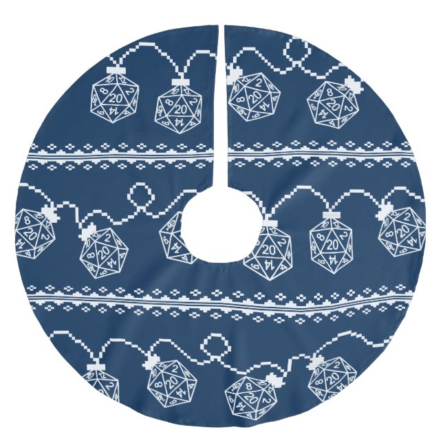 RPG Lights Blue | Fantasy Tabletop Gamer Dice Brushed Polyester Tree Skirt (Front)