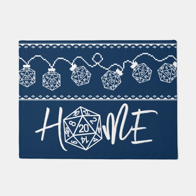 RPG Lights Blue | Fantasy Tabletop Gamer Dice Doormat (Front)