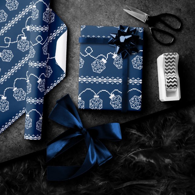 RPG Lights Blue | Fantasy Tabletop Gamer Dice Wrapping Paper (Creator Uploaded)