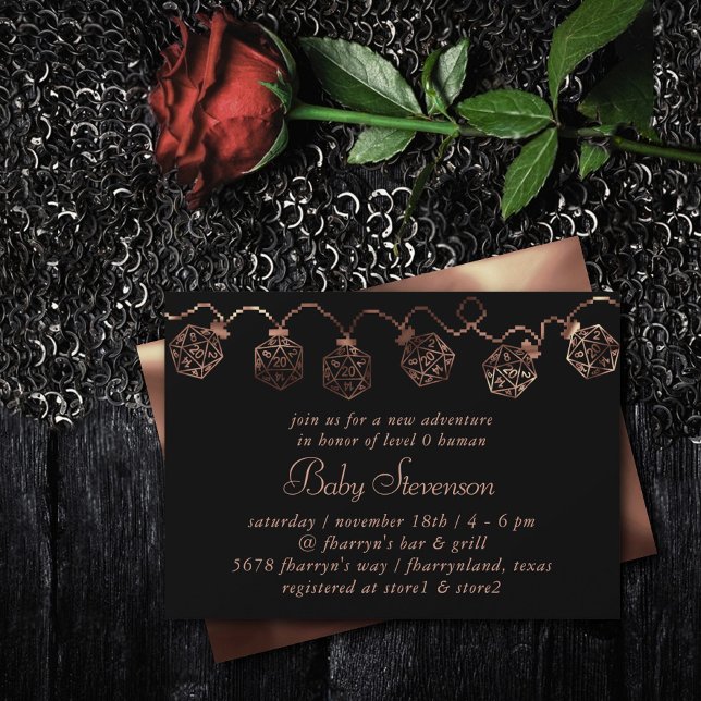 RPG Lights | Copper Fantasy Tabletop Gamer Dice Invitation (Creator Uploaded)