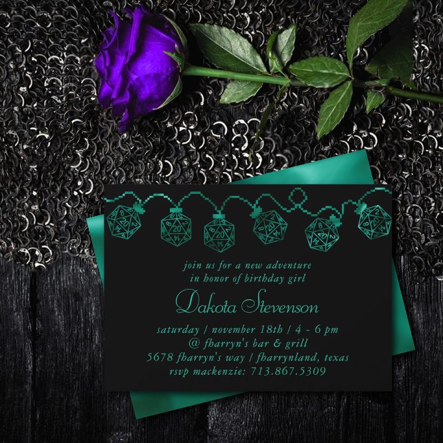 RPG Lights | Emerald Fantasy Tabletop Gamer Dice Invitation (Creator Uploaded)