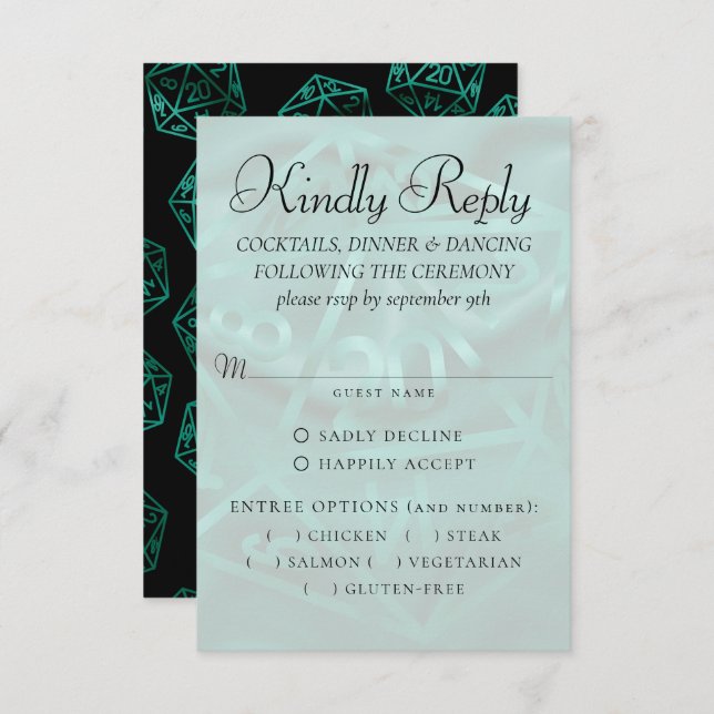 RPG Lights | Emerald Fantasy Tabletop Gamer Entree RSVP Card (Front/Back)