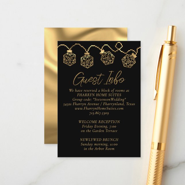 RPG Lights | Gold Fantasy Tabletop Gamer Details Enclosure Card (Front/Back In Situ)