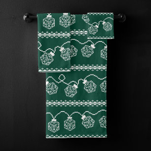 RPG Lights Green Fantasy Tabletop Gamer Dice Bath Towel Set