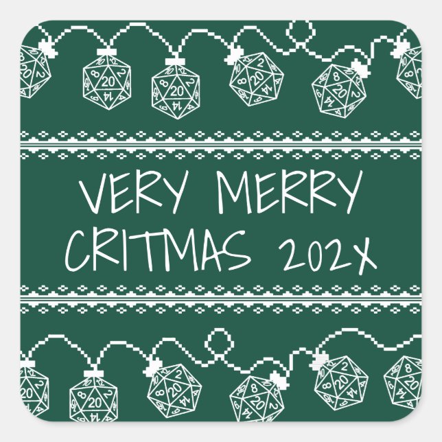 RPG Lights Green | Fantasy Tabletop Gamer Dice Square Sticker (Front)