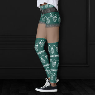 RPG Lights Green Retro Ugly Sweater Dark Skin Leggings