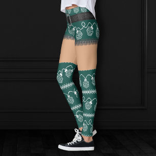 RPG Lights Green Retro Ugly Sweater Medium Skin Leggings