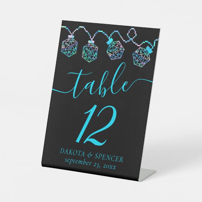 RPG Lights | Holo Fantasy Tabletop PnP Gamer Dice Pedestal Sign (Front)