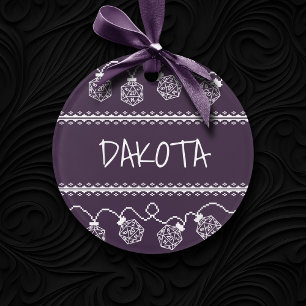 RPG Lights Purple Retro PnP Gamer Dice Custom Ornament