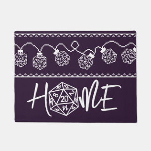 RPG Lights Purple Retro Tabletop Gamer Dice Home Doormat