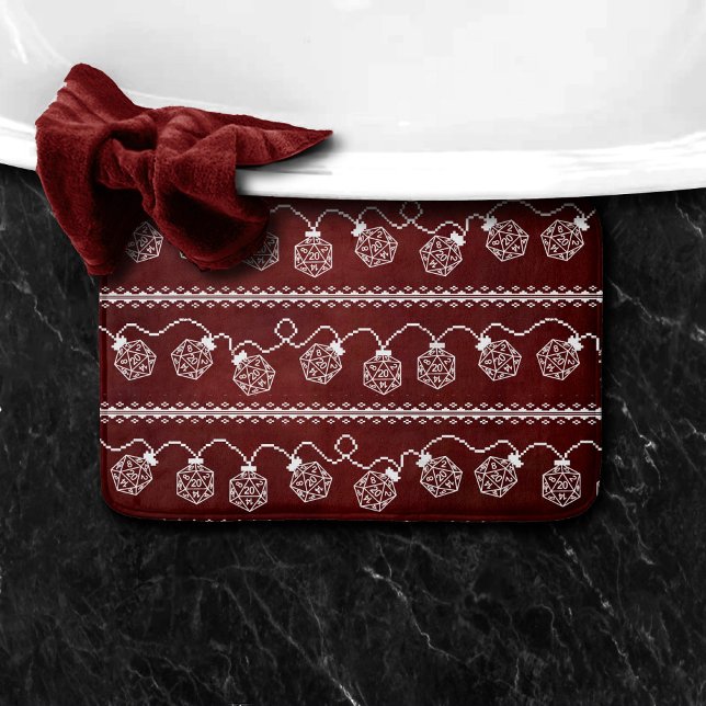 RPG Lights Red | Fantasy Tabletop Retro Gamer Dice Bath Mat (Creator Uploaded)
