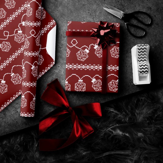 RPG Lights Red | Fantasy Tabletop Retro Gamer Dice Wrapping Paper (Creator Uploaded)