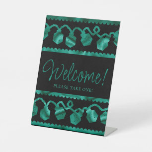 RPG Lights   Teal Green Fantasy Tabletop Custom Pedestal Sign