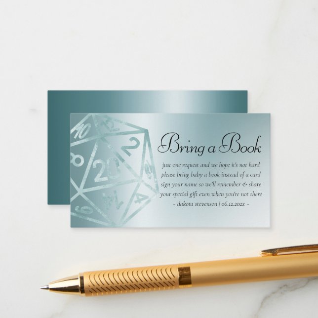 RPG Luxe | Aqua Fantasy Tabletop Gamer Baby Book Enclosure Card (Front/Back In Situ)