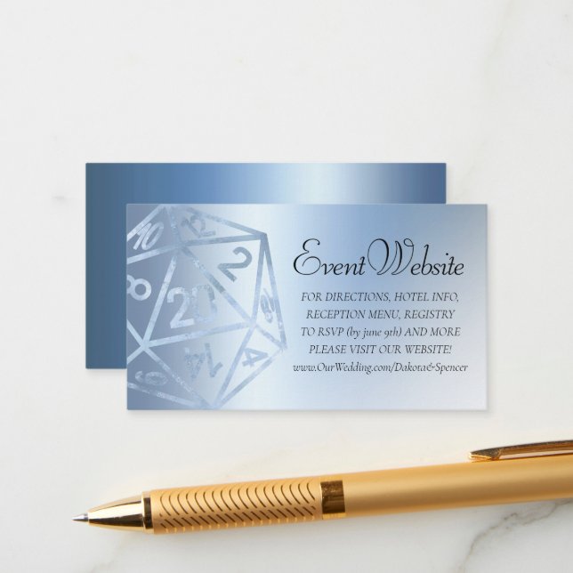 RPG Luxe | Blue Fantasy Tabletop Gamer Website Enclosure Card (Front/Back In Situ)