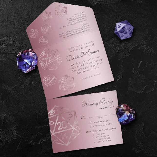 RPG Luxe | Mauve Fantasy Tabletop Gamer Entree All In One Invitation (Creator Uploaded)