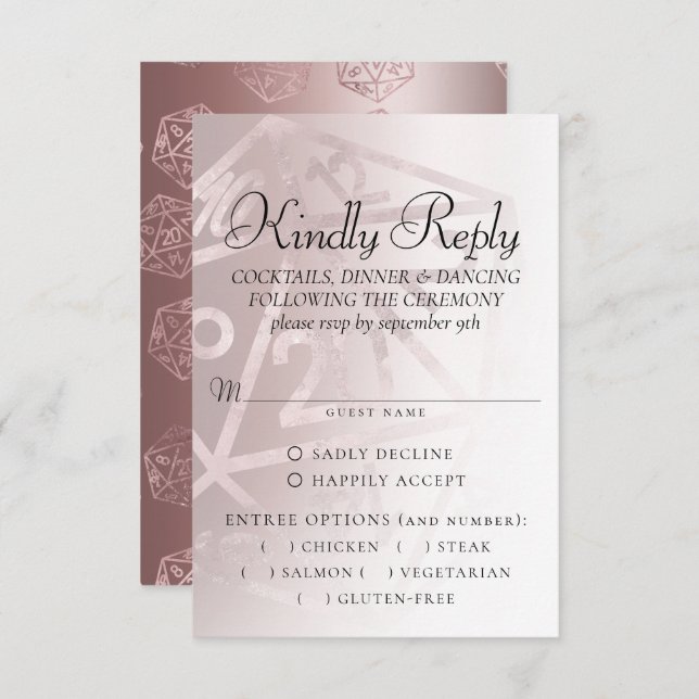 RPG Luxe | Mauve Fantasy Tabletop Gamer Entree RSVP Card (Front/Back)