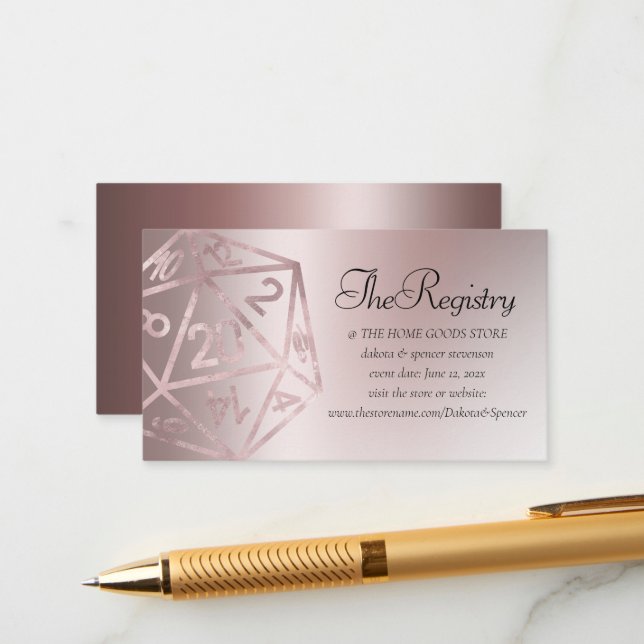 RPG Luxe | Mauve Fantasy Tabletop Gamer Registry Enclosure Card (Front/Back In Situ)