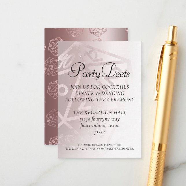 RPG Luxe | Mauve Sheen Fantasy Tabletop Gamer Dice Enclosure Card (Front/Back In Situ)