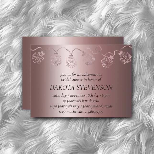 RPG Luxe | Mauve Sheen Tabletop Gamer Dice Lights Invitation (Creator Uploaded)