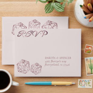 RPG Luxe   Mauve Tabletop Role Player RSVP Address Envelope