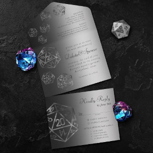 RPG Luxe   Onyx Fantasy Tabletop Gamer Dice Entree All In One Invitation