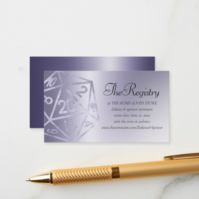 RPG Luxe | Purple Fantasy Tabletop Gamer Registry Enclosure Card (Front/Back In Situ)