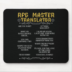 Rpg Master Translator D20 Tabletop Games Funny Rpg Mouse Mat