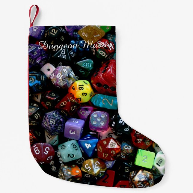RPG Multi-sided Dice Small Christmas Stocking (Front)