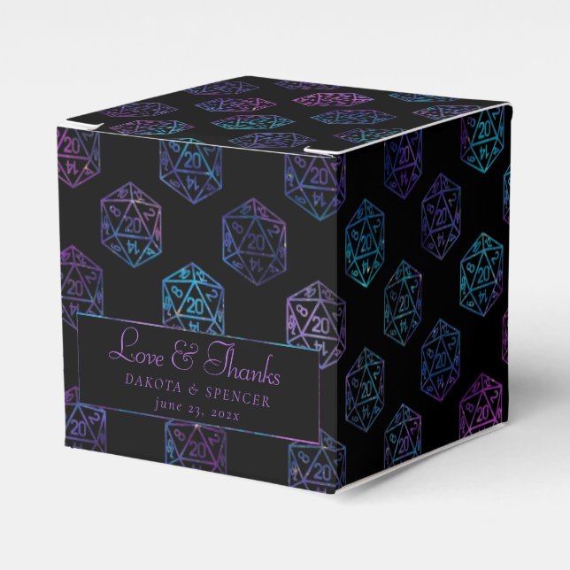 RPG Pattern | Purple Fantasy Role Player Thank You Favour Box (Front Side)