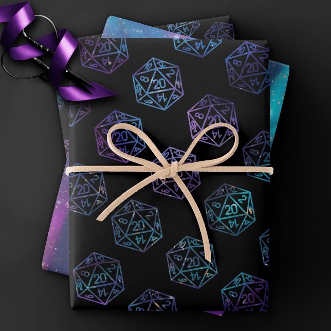 RPG Pattern | Purple PnP Tabletop Role Player Dice Wrapping Paper Sheet (Creator Uploaded)