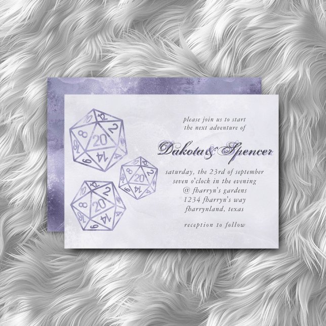 RPG Silver 20-Sided Tabletop Gamer Dice Wedding  Invitation (Creator Uploaded)
