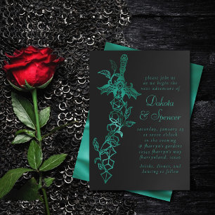 RPG Sword Emerald Fantasy Tabletop Gamer Dice Invitation