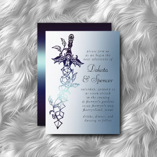 RPG Sword   Navy Sheen Fantasy Tabletop Gamer Dice Invitation