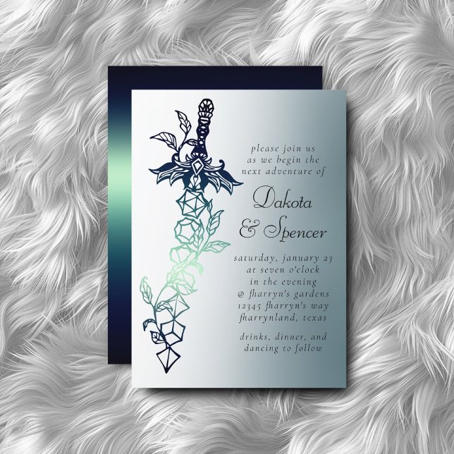 RPG Sword | Teal Fantasy Tabletop PnP Gamer Dice Invitation (Creator Uploaded)