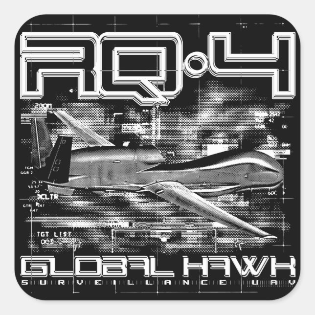 RQ-4 Global Hawk Square Sticker (Front)