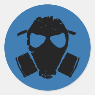 rrc - gas mask blue classic round sticker