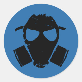 rrc - gas mask blue classic round sticker