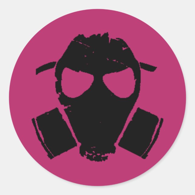 rrc - gas mask pink classic round sticker (Front)
