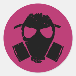 rrc - gas mask pink classic round sticker