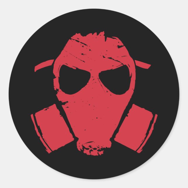 rrc - gas mask red classic round sticker (Front)