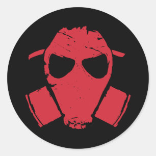 rrc - gas mask red classic round sticker
