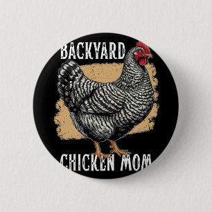 Rred Rock Chicken Mum Ckyard Plymouth Hen Vintage 6 Cm Round Badge