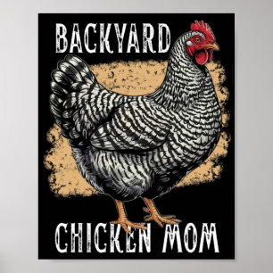 Rred Rock Chicken Mum Ckyard Plymouth Hen Vintage Poster