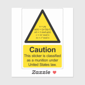 RSA cryptographic export munition warning sticker