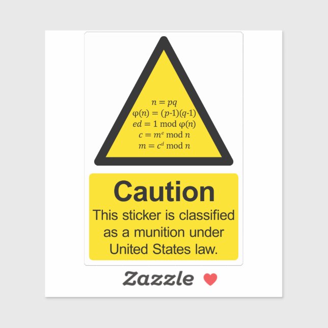 RSA cryptographic export munition warning sticker (Sheet)