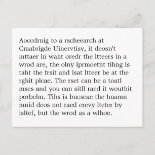 Rscheearch at Cmabrigde Uinervtisy Psot Crad Postcard