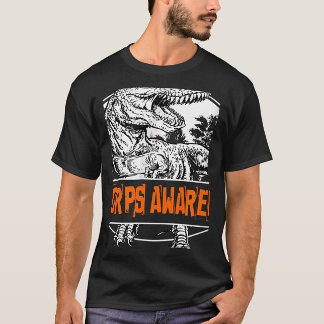 RSD CRPS Awareness Dinosaur Orange Ribbon T-Shirt (Front)